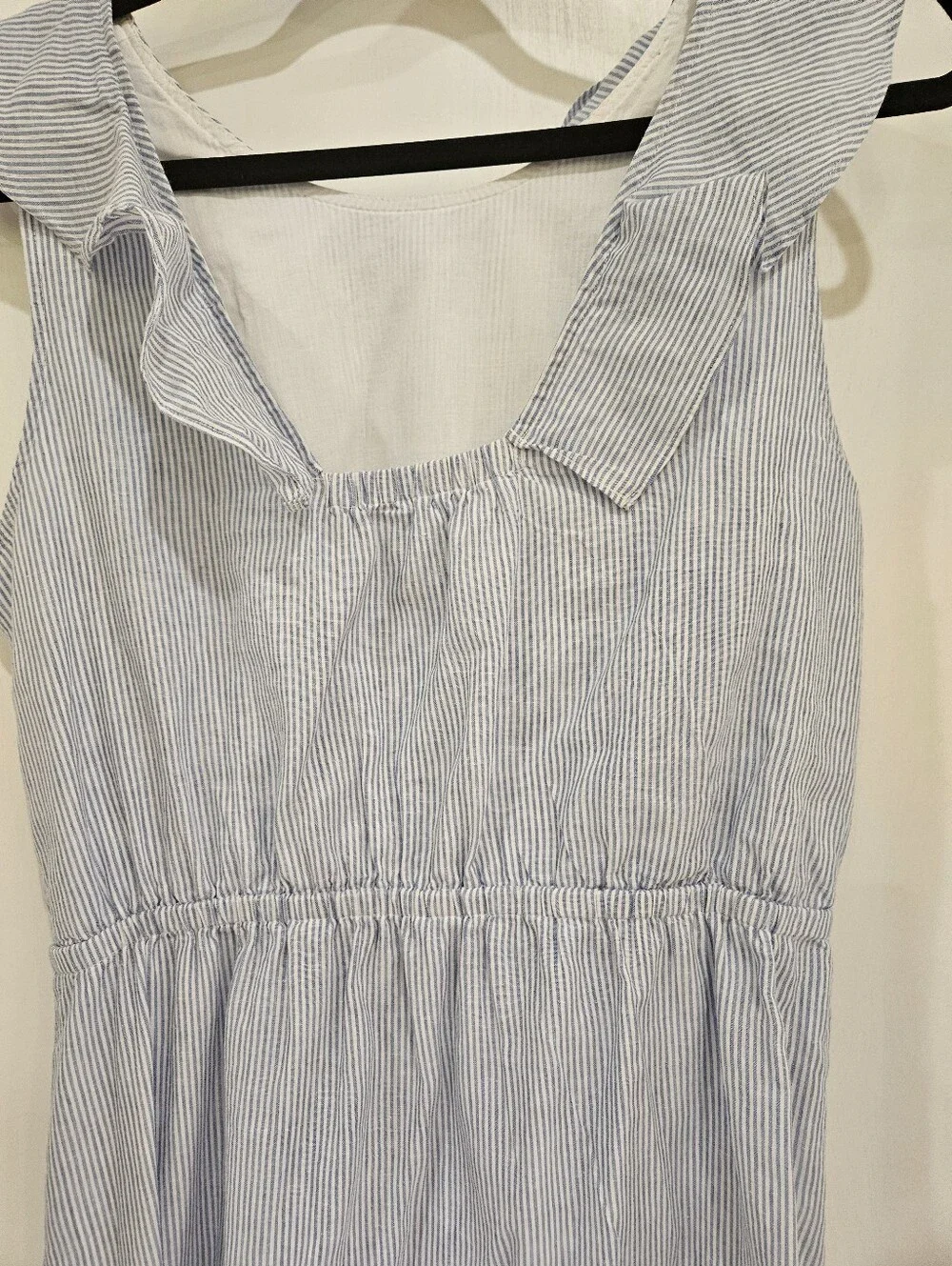 J Crew Light Blue Striped Ruffle Shoulder Dress - Women